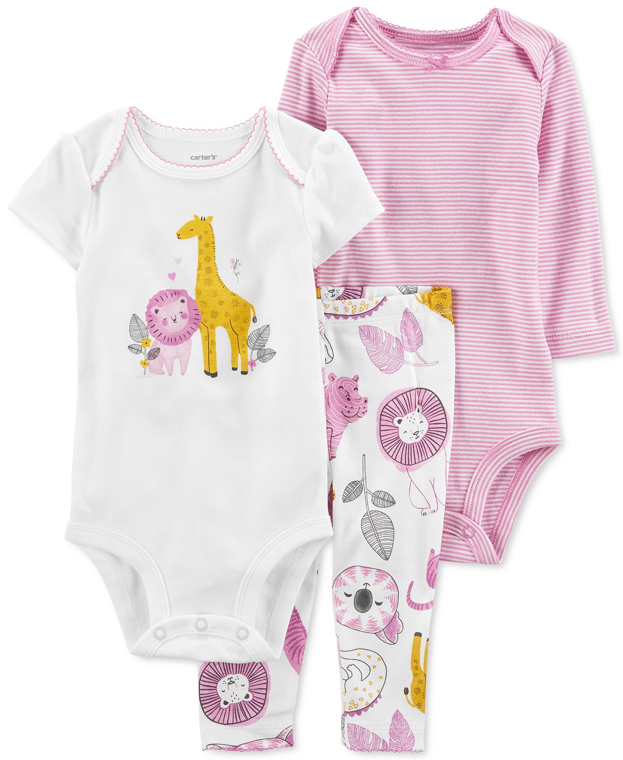 Baby Girls 3-Piece Bodysuits and Pants Set