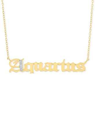 Diamond Accent Zodiac Name 18" Pendant Necklace in Sterling Silver or 14k Gold-Plated Sterling Silver