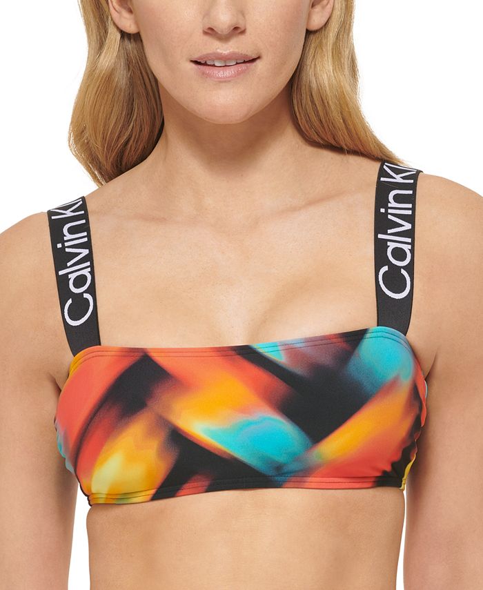 Calvin Klein Women\'s Macy\'s Top Bikini Printed Logo-Strap - Bra