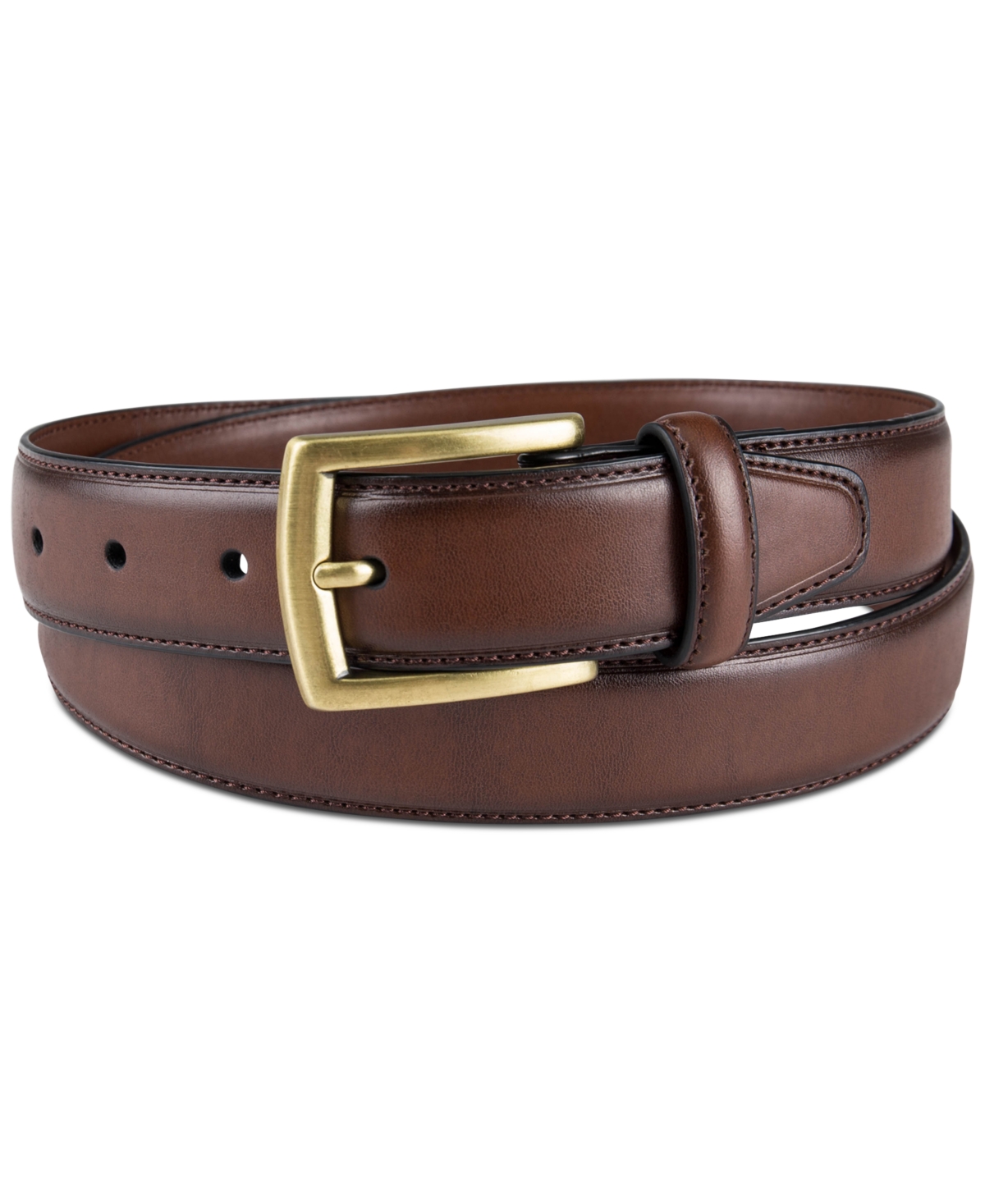 Club Room Men's Burnished-edge Belt, Created For Macy's In Tan