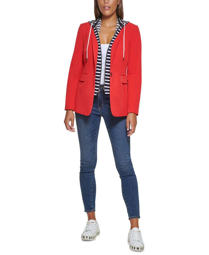 DKNY Women's MixedMedia Hooded Jacket Macy's