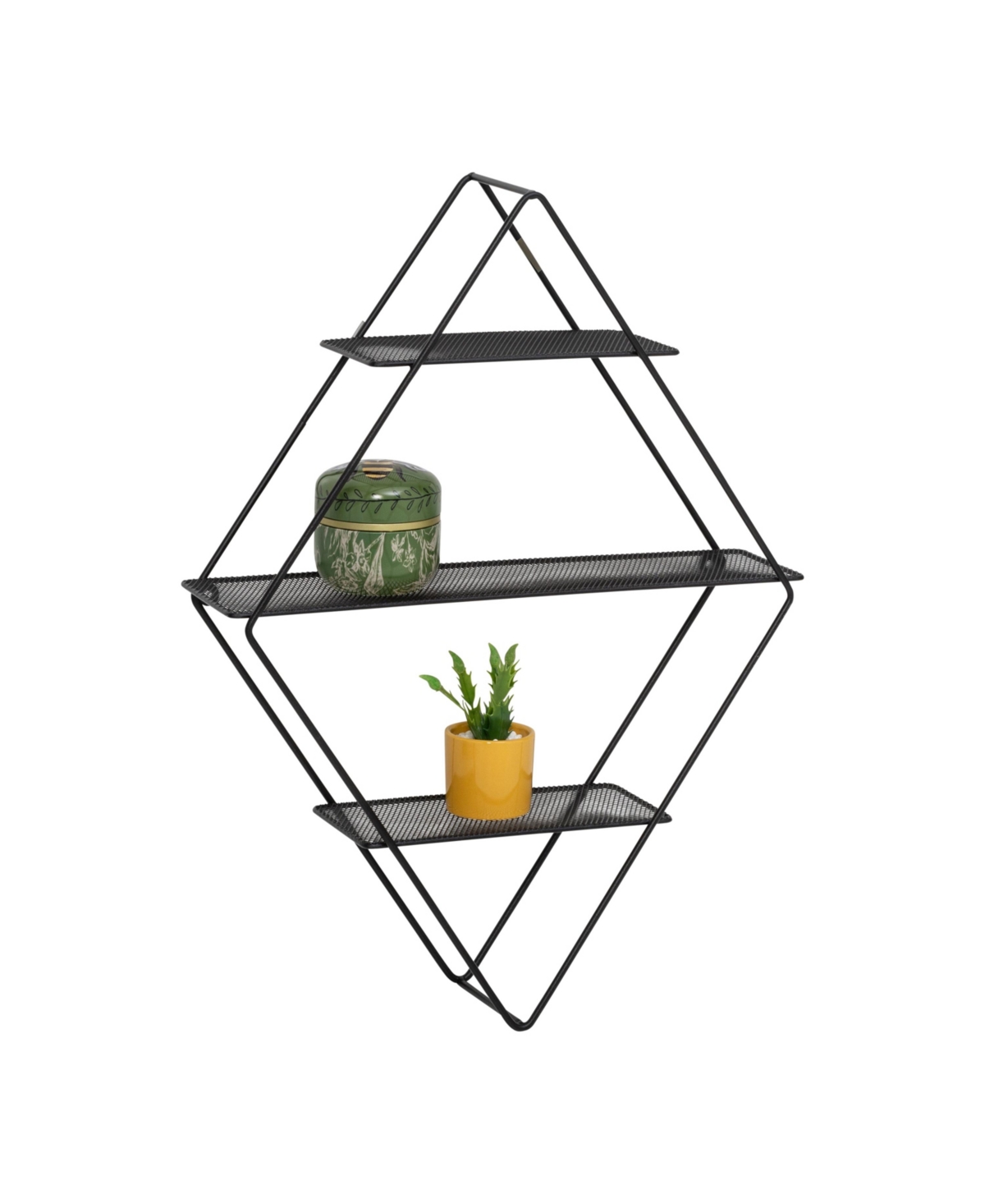Shop Honey Can Do Diamond Shaped 3 Tier Decorative Metal Wall Shelf In Black