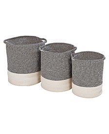 Storage Organization Two-Tone Cotton Rope Baskets, Set of 3