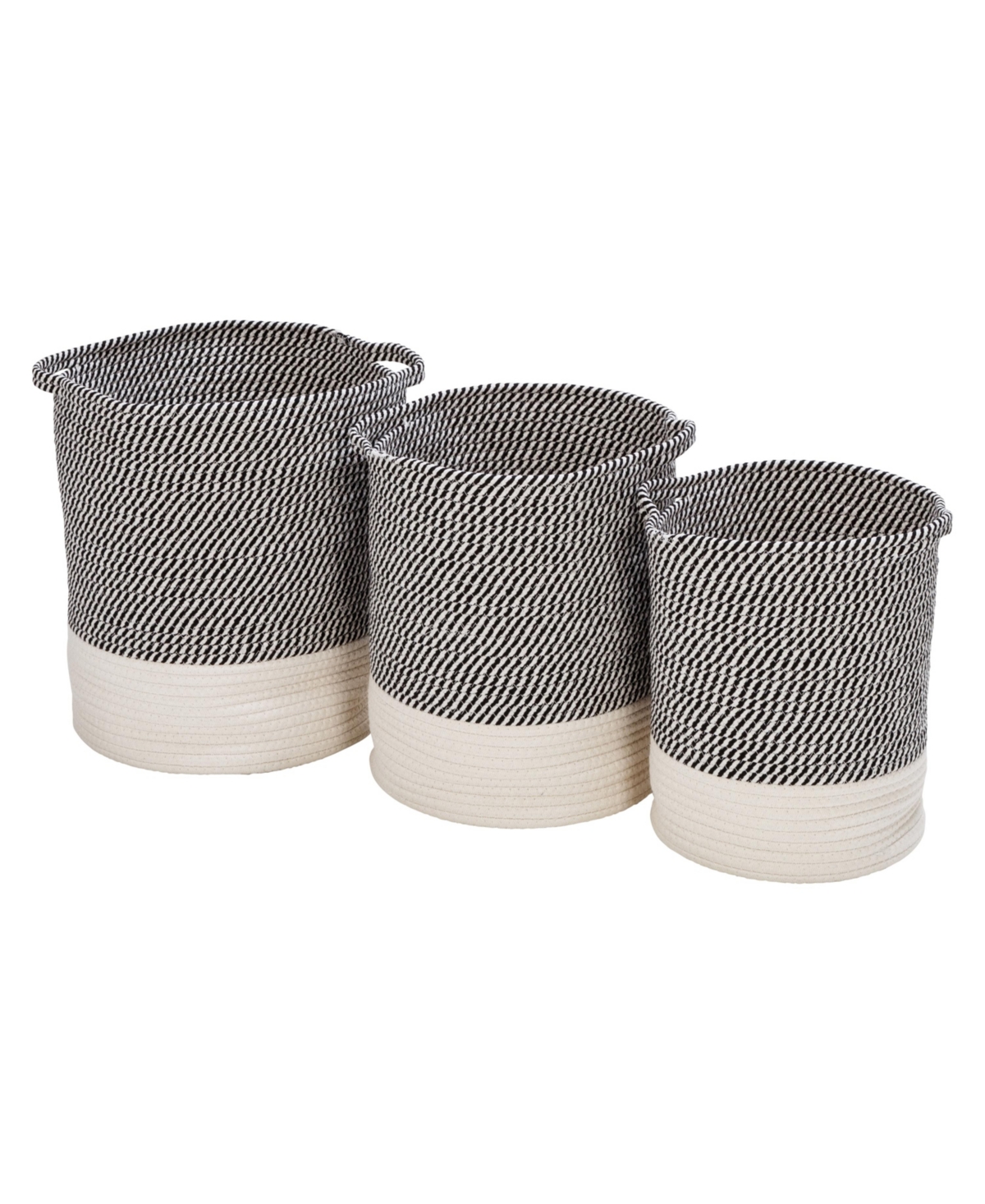 Honey Can Do Storage Organization Two-tone Cotton Rope Baskets, Set Of 3 In Gray