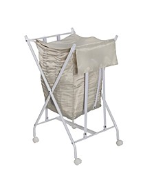 Single Bounce Back Hamper No Bend Laundry Basket with Wheels and Lid