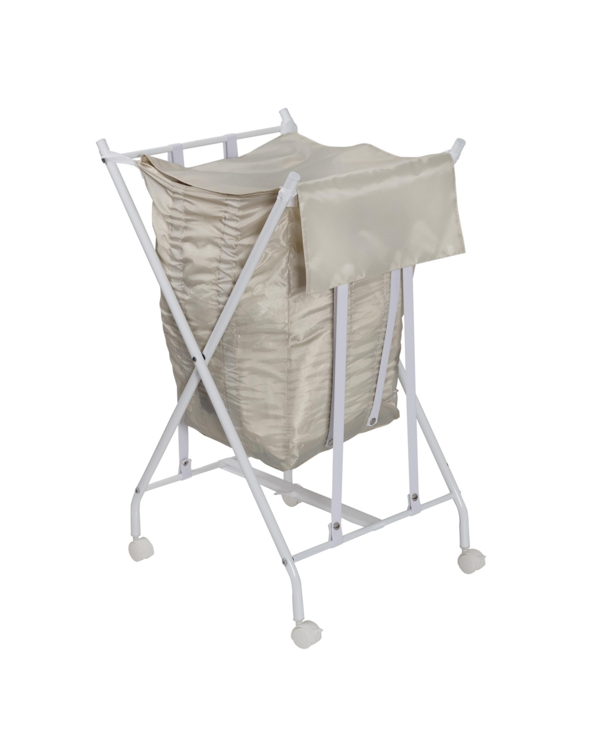 Honey Can Do Single Bounce Back Hamper No Bend Laundry Basket With Wheels And Lid In White