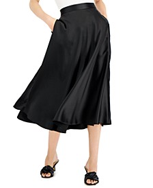Women's Solid-Color A-Line Pull-On Midi Skirt, Created for Macy's