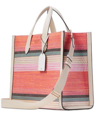 Kate Spade New York Manhattan Woven Striped Fabric Large Tote - Macy's