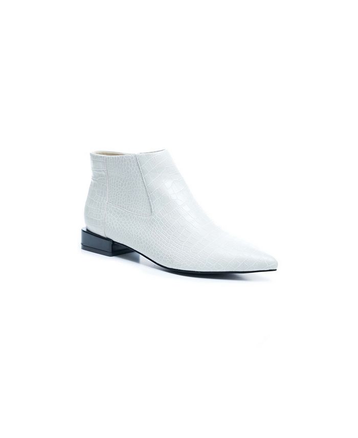 White flat store ankle booties