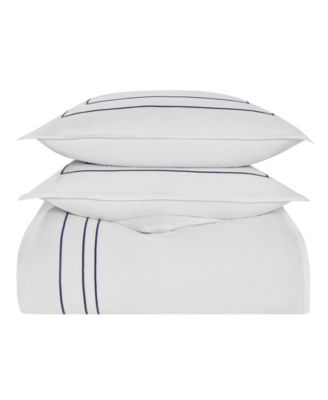 Alden White Embroidered 3-Piece Duvet Cover Set, Full/Queen