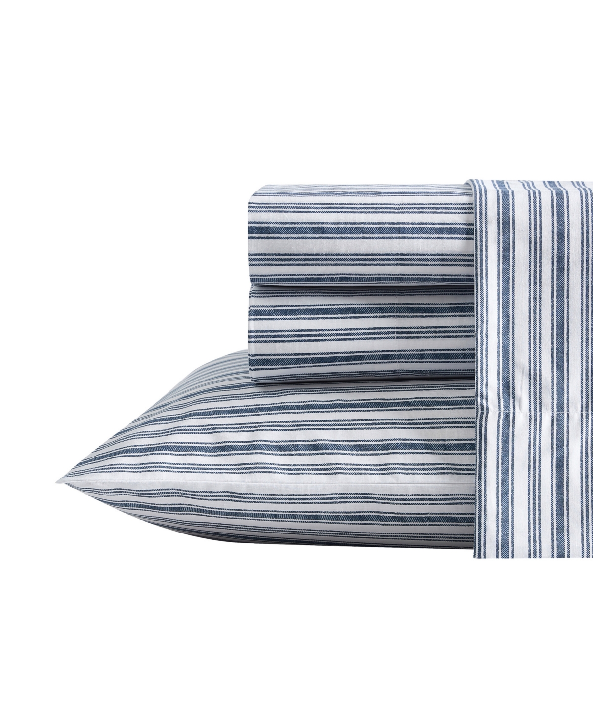 Nautica Coleridge Stripe Cotton Percale 4-piece Sheet Set, Queen In Marine Blue