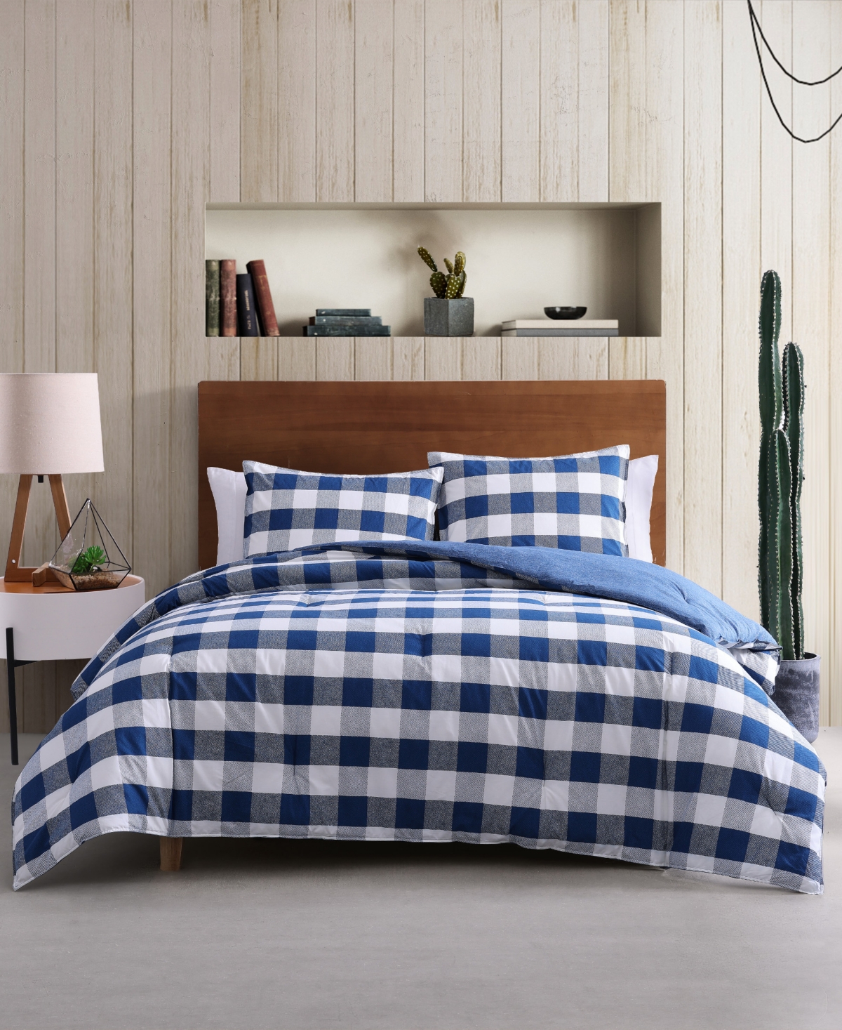 Wrangler Closeout!  Bison Plaid 2 Piece Comforter Set, Twin In Navy
