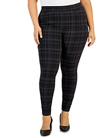 Plus Size Howdy Plaid Ponte Pants, Created for Macy's