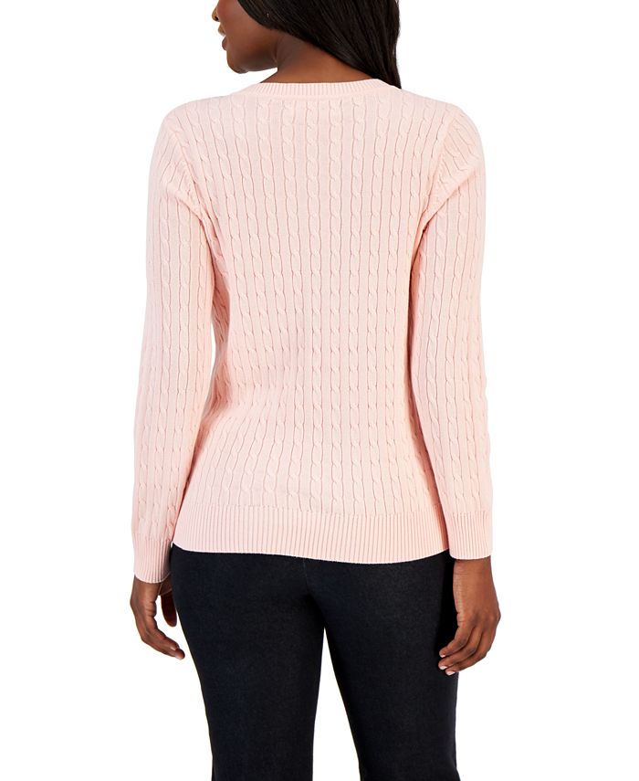 Karen Scott Womens Mock Neck Cable Knit Sweater Blue Size Petite X Large