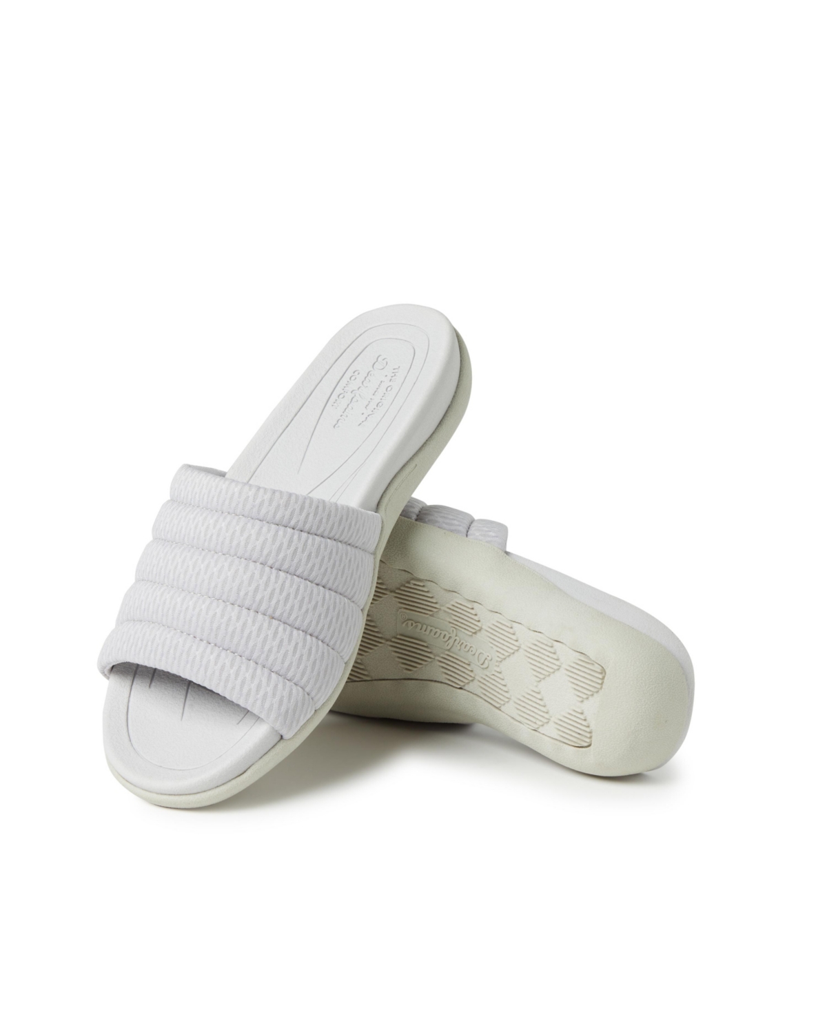 Dearfoams Womens Low Foam Slide Sandal - Silver-Tone