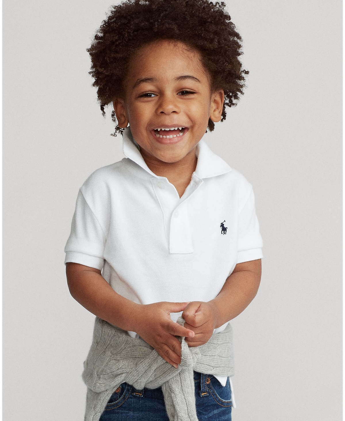 Shop Polo Ralph Lauren Toddler And Little Boys Cotton Mesh Polo Shirt In White