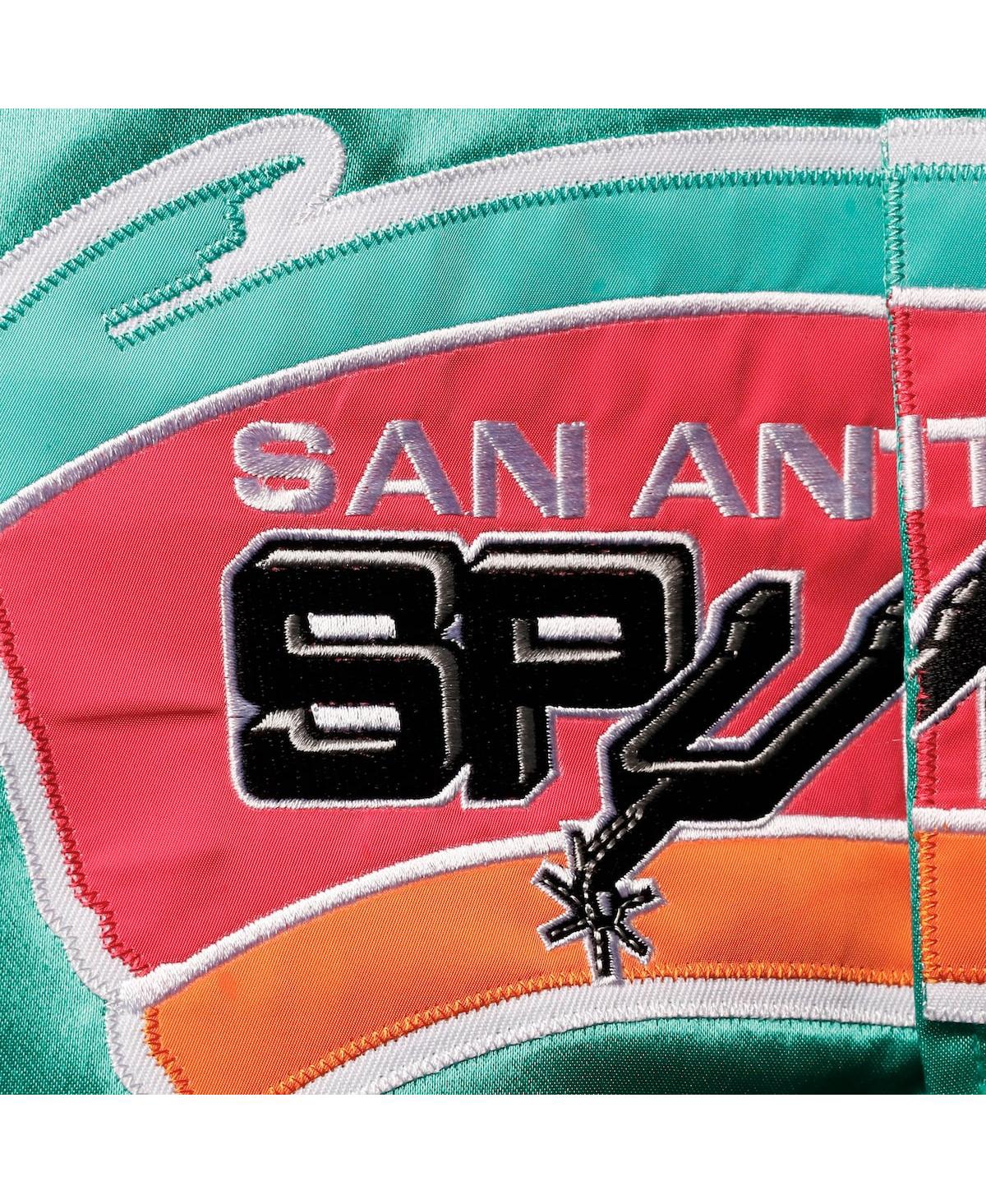 Big Boys Mitchell & NessSan Antonio Spurs Hardwood Classics Satin Raglan Full-Snap Jacket - Teal