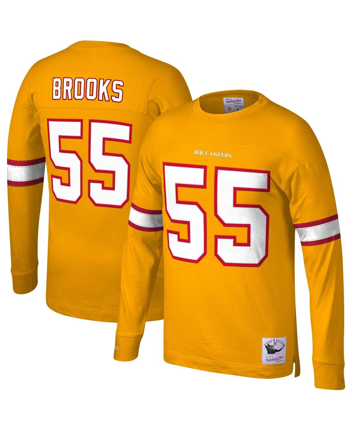 Men's Mitchell & Ness Derrick BrooksTampa Bay Buccaneers Throwback Retired Player Name and Number Long Sleeve Top - Orange