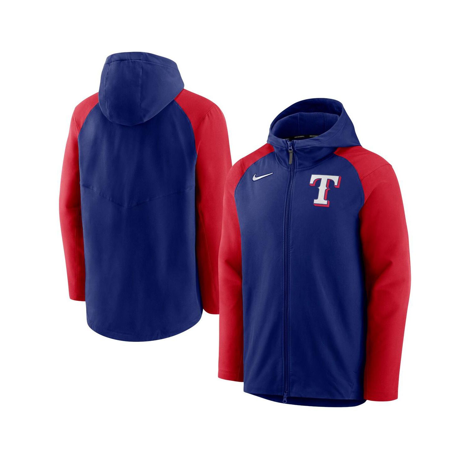 Men's Royal, Red Texas Rangers Authentic Collection Performance Raglan Full-Zip Hoodie