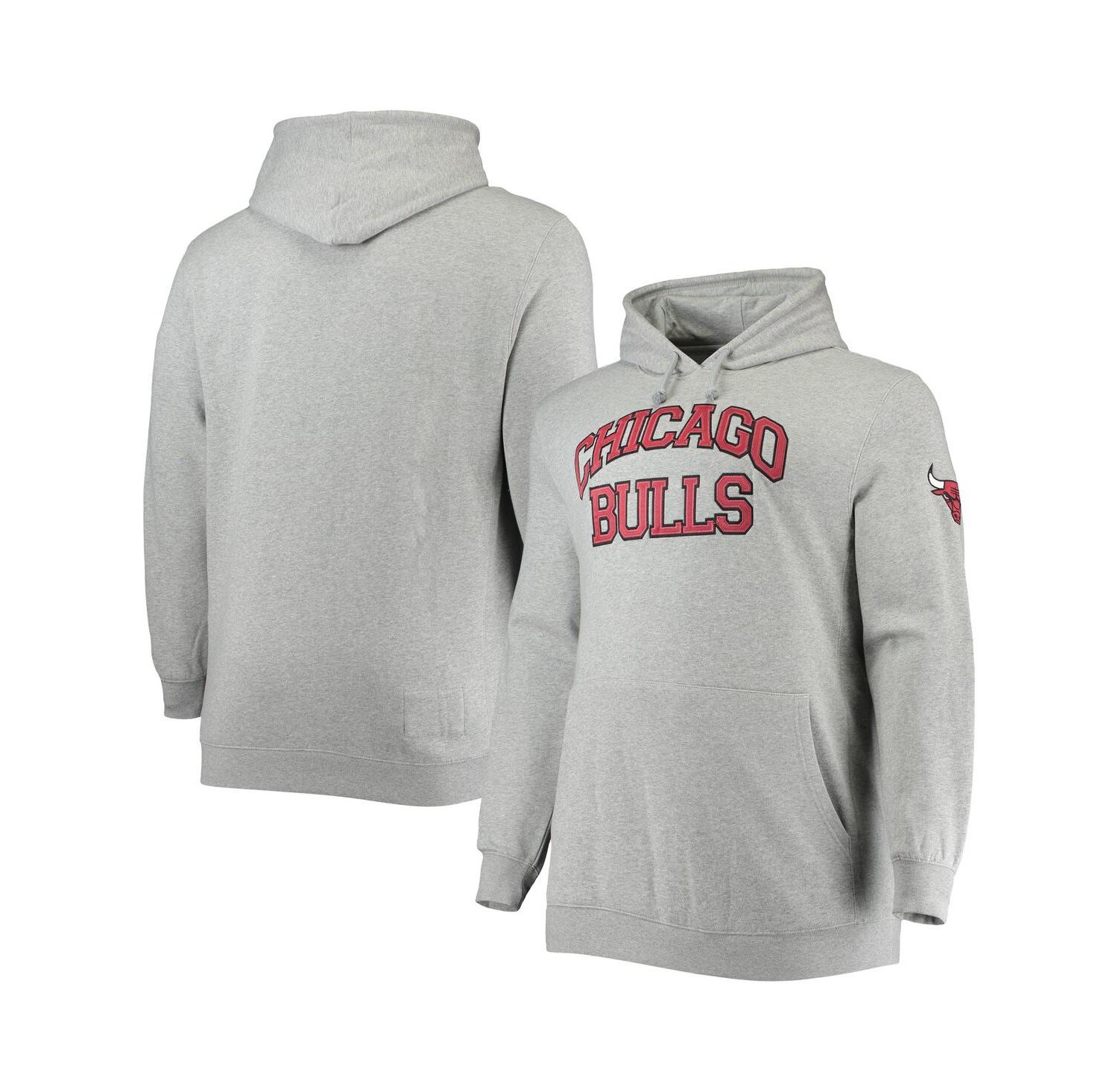 Men's Heather Gray Chicago Bulls Hardwood Classics Big and Tall Throwback Pullover Hoodie
