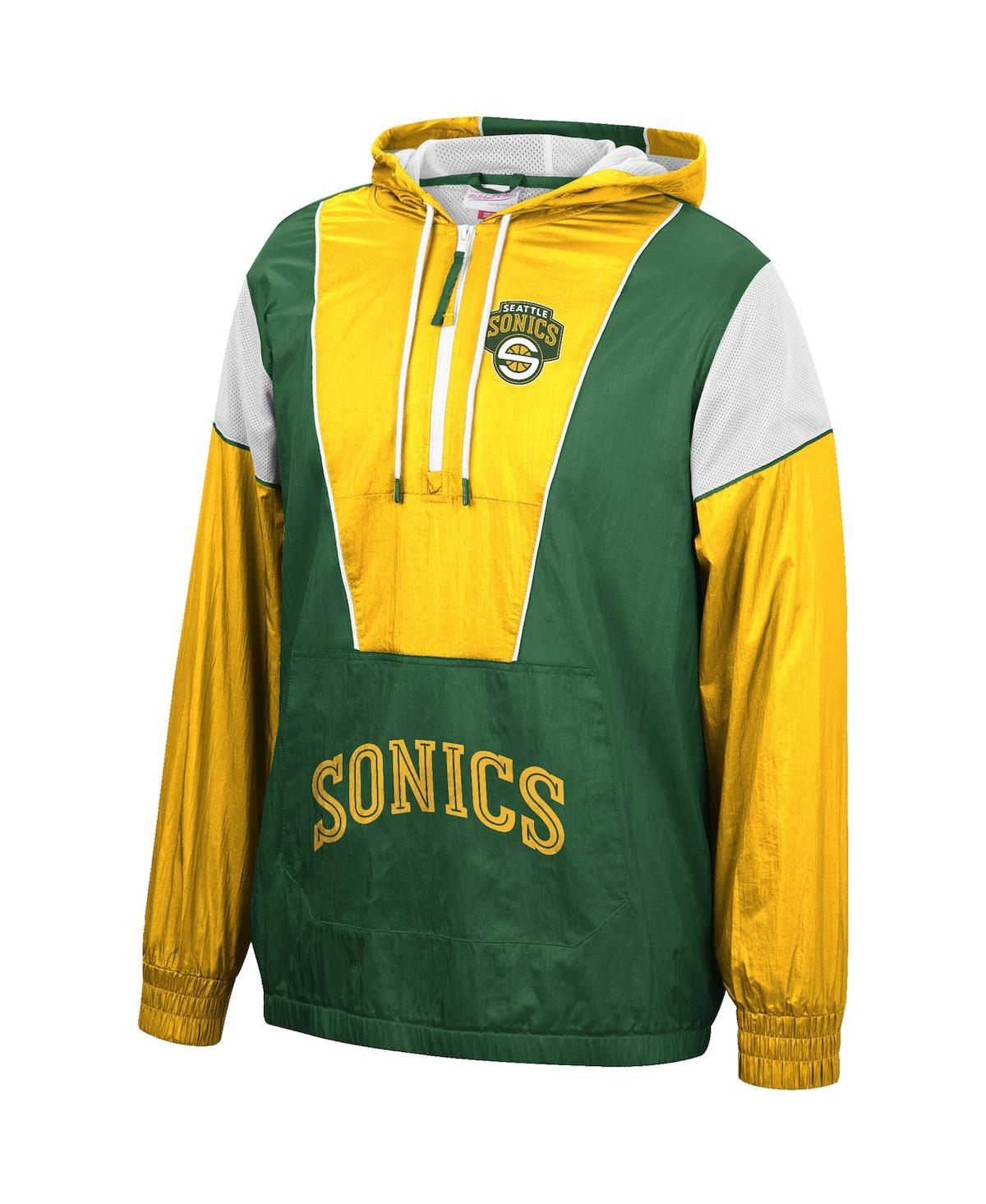 Mitchell & Ness Green/gold Seattle Supersonics Hardwood Classics Highlight Reel Windbreaker Hoodie H In Green,gold