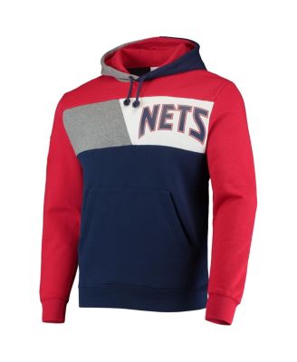 Men's Navy New Jersey Nets Hardwood Classics Colorblock Pullover Hoodie