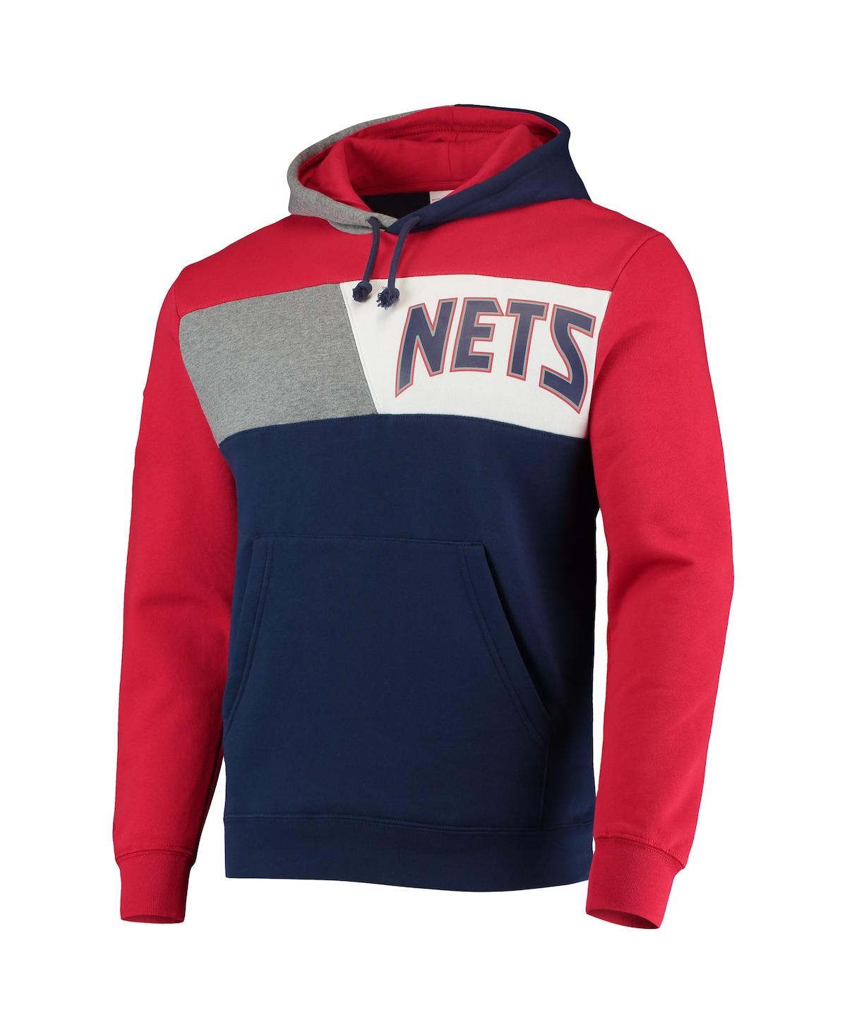 Mitchell & Ness Men's  Navy New Jersey Nets Hardwood Classics Colorblock Pullover Hoodie In Navy