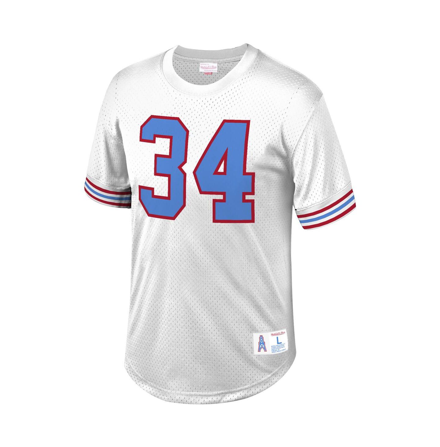 Мужской топ Mitchell & Ness Earl Campbell White Houston Oilers Retired Player Name and Number Mesh — фото 3