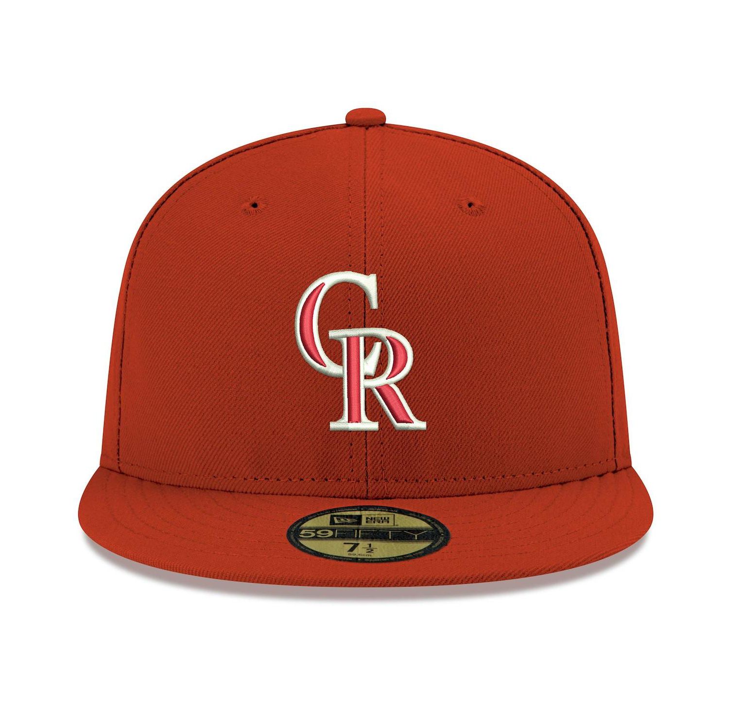 Men's Red Colorado Rockies Logo White 59FIFTY Fitted Hat