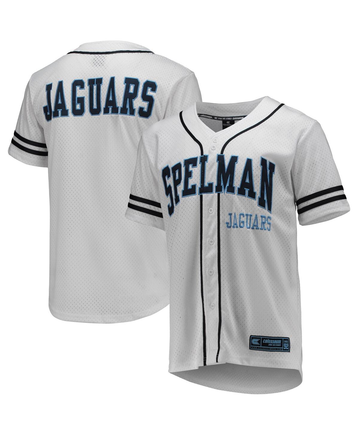 Men's Colosseumand Navy Spelman College Jaguars Free Spirited Baseball Jersey - White, Navy