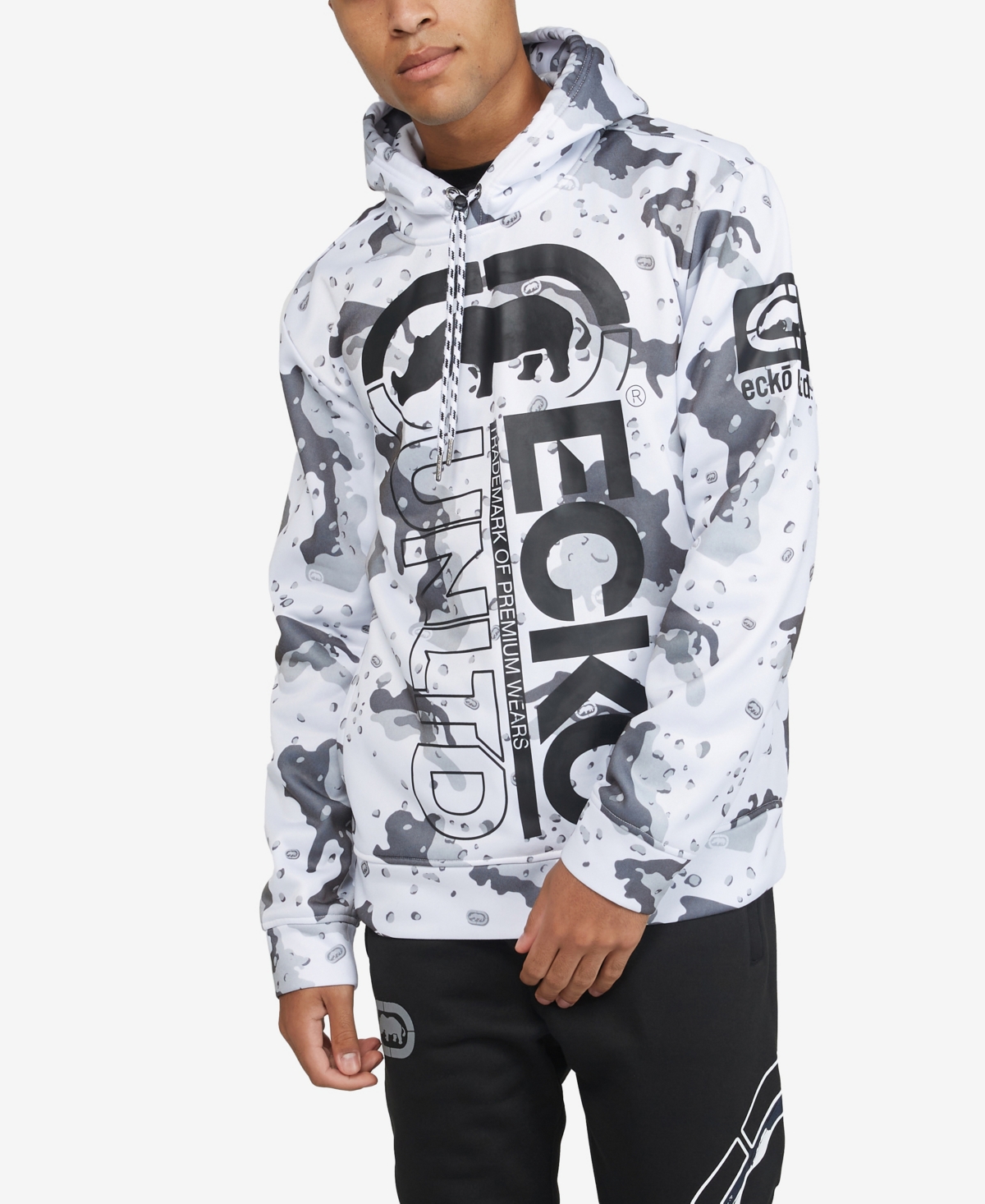 Ecko Unltd Men's Big And Tall Concealed Camo Hoodie In White | ModeSens