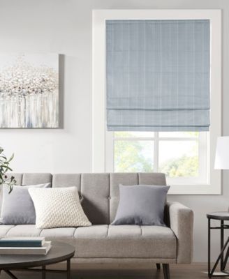 Basketweave Room Darkening Cordless Roman Shade, Single Panel for Bedroom, Thermal Insulated Window Blind Treatment for Living Room, Width 39 length 64 inches, Blue Window Panel