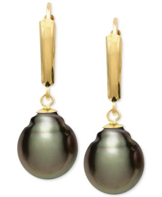 Belle de Mer - Tahitian Pearl (10mm) Leverback Earrings in 14k Gold