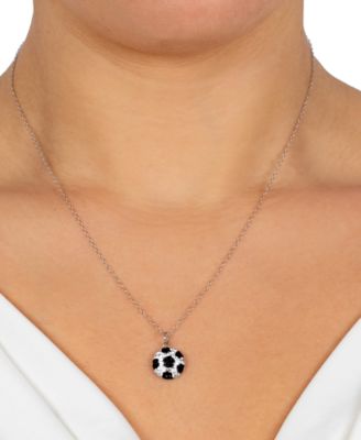 Giani Bernini Crystal Soccer Ball 18" Pendant Necklace in Sterling Silver, Created for Macy's