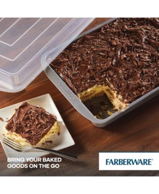 GoldenBake Bakeware Nonstick Rectangular Cake Pan with Lid, 9-Inch x 13-Inch, Gray