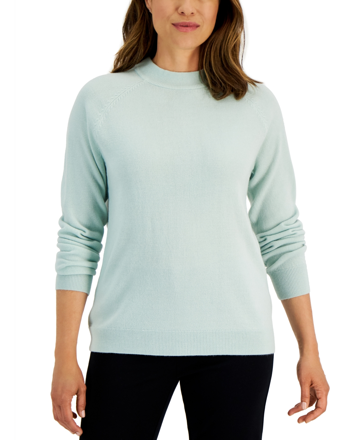 Women's Zip-Back Mock-Neck Sweater, Created for Macy's - Pink Ice