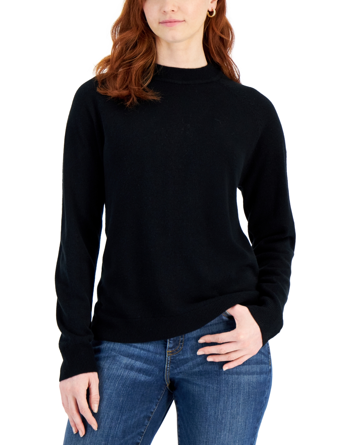 Women's Zip-Back Mock-Neck Sweater, Created for Macy's - Ks Merlot