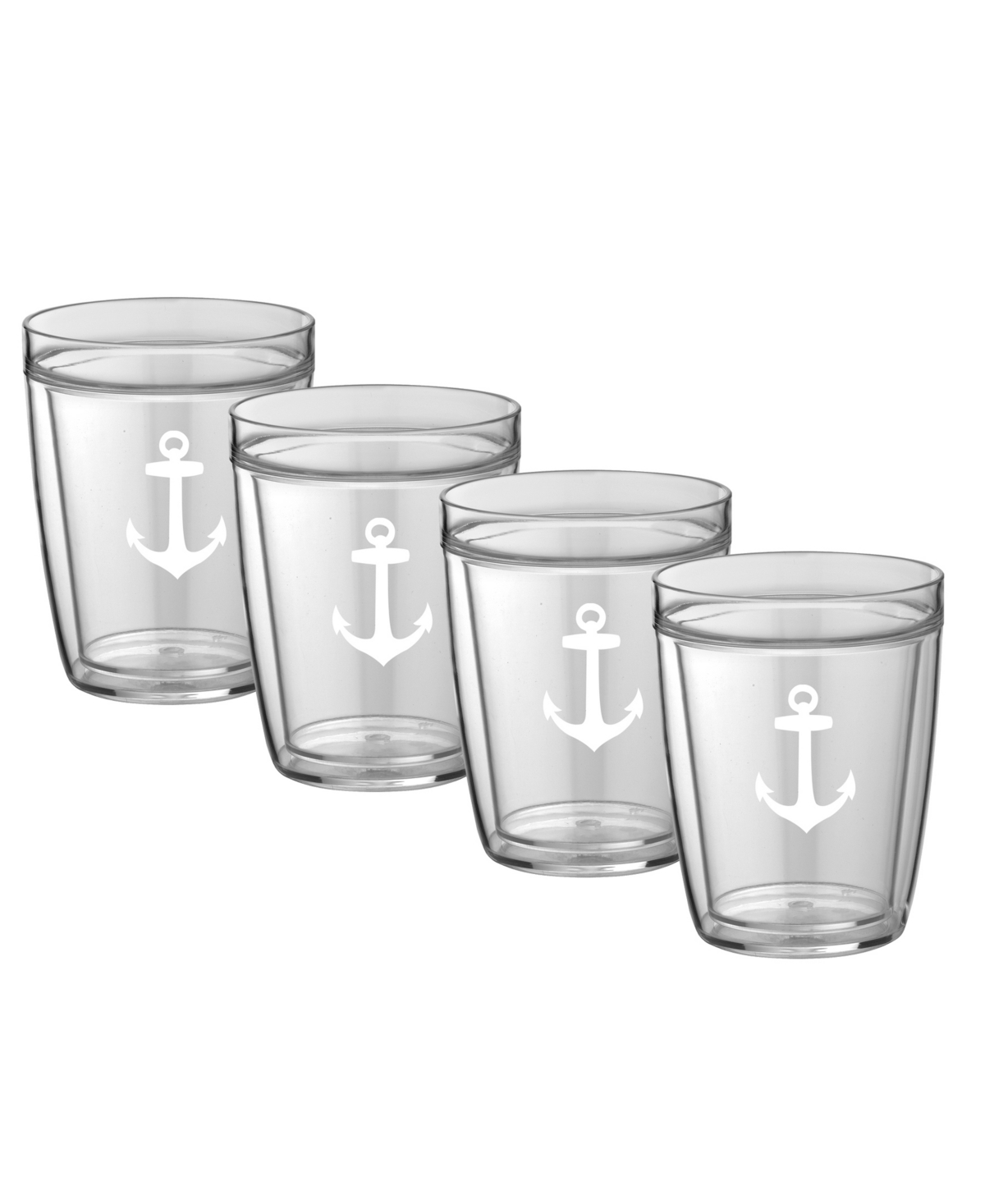 Pastimes 14 Oz Double Old Fashioned Short Drinking Anchor Glass, Set of 4