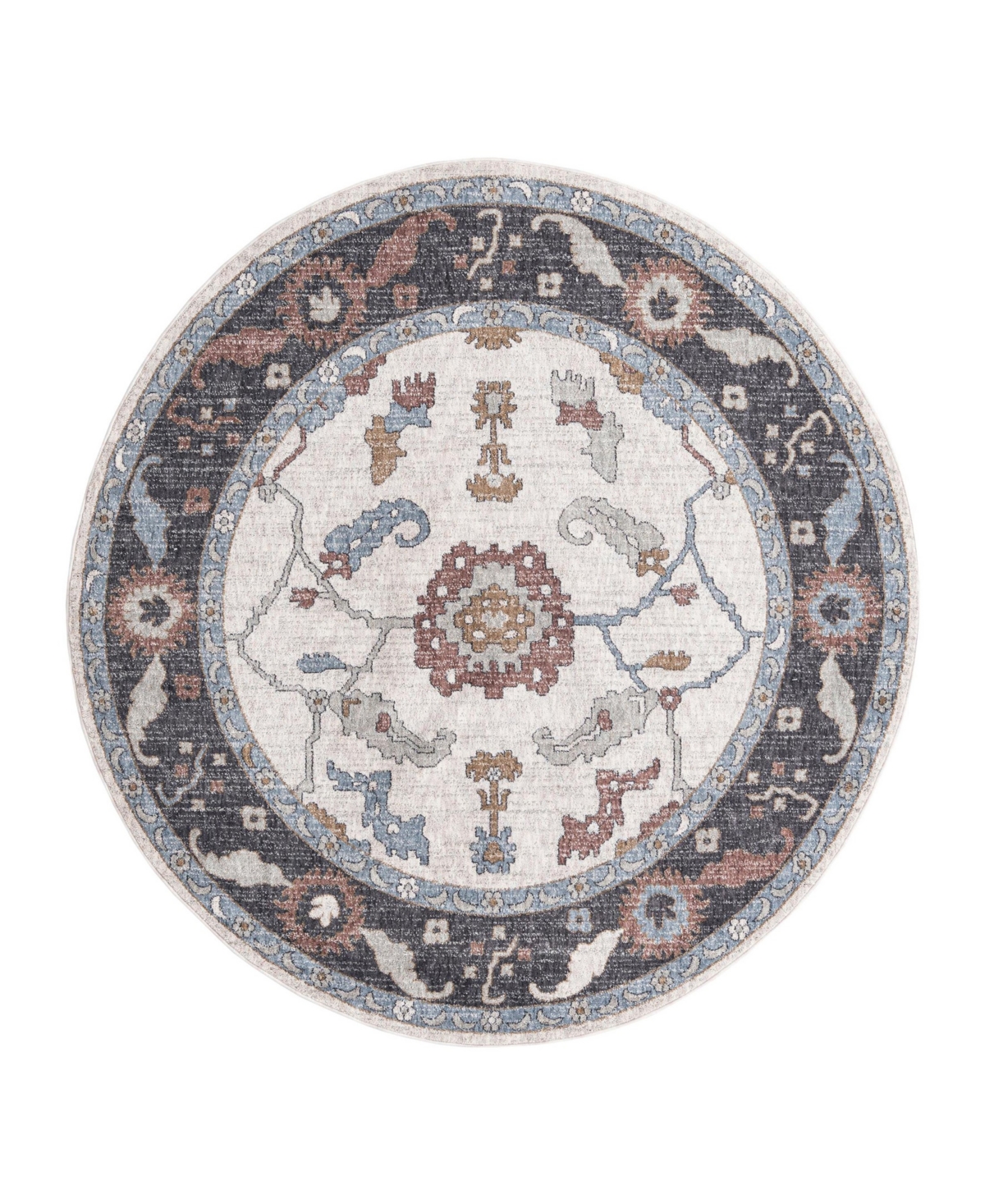 Bayshore Home Venerable Ven03 7' X 7' Round Area Rug In Ivory