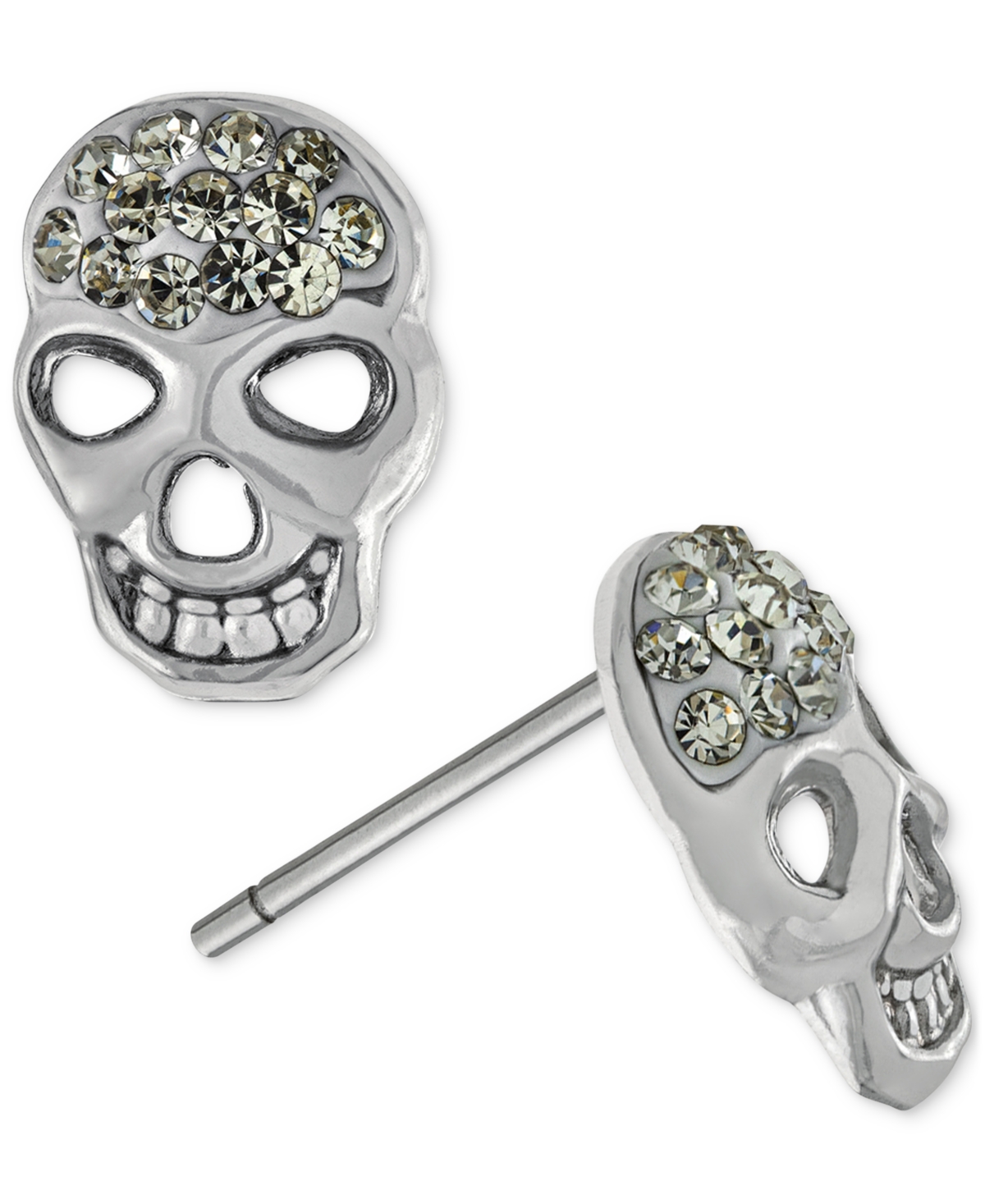 GIANI BERNINI CRYSTAL SUGAR SKULL STUD EARRINGS IN STERLING SILVER, CREATED FOR MACY'S 