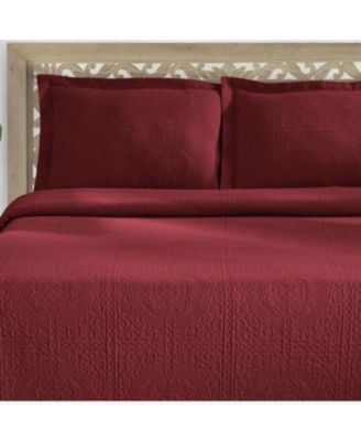 100% Cotton Fleur De Lis Medallion All-Season 3-Piece Coverlet Set, King