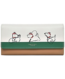 Women's Time For Tennis Large Leather Flapover Wallet