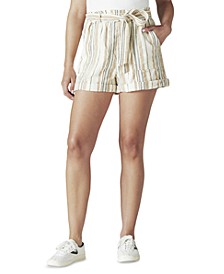 Women's Striped Belted Shorts
