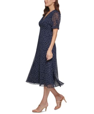 DKNY Polka-Dot Midi Dress Macy's
