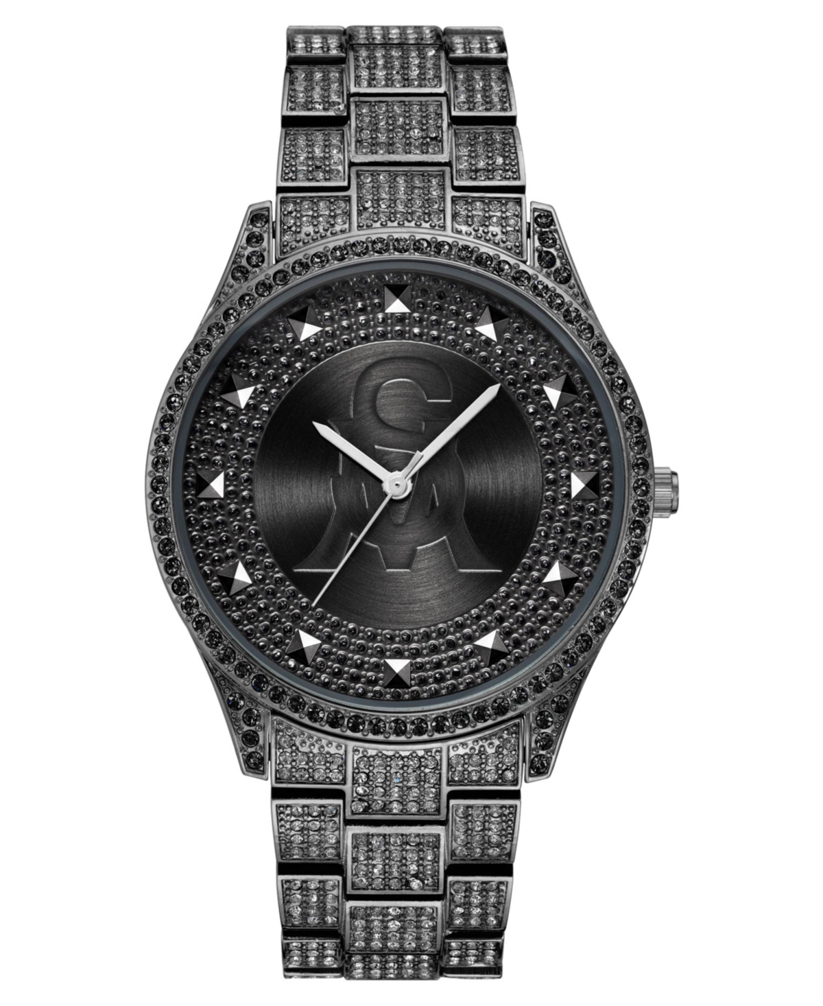 Steve Madden Women's Black-tone Metal Bracelet And Accented With Black Crystals Watch, 40mm