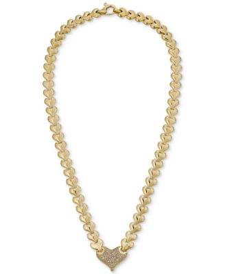 Diamond Heart 17" Heart Link Necklace (5/8 ct. t.w.) in 14k Gold-Plated Sterling Silver
