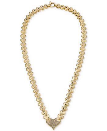 Macy's - Diamond Heart 17" Heart Link Necklace (5/8 ct. t.w.) in 14k Gold-Plated Sterling Silver