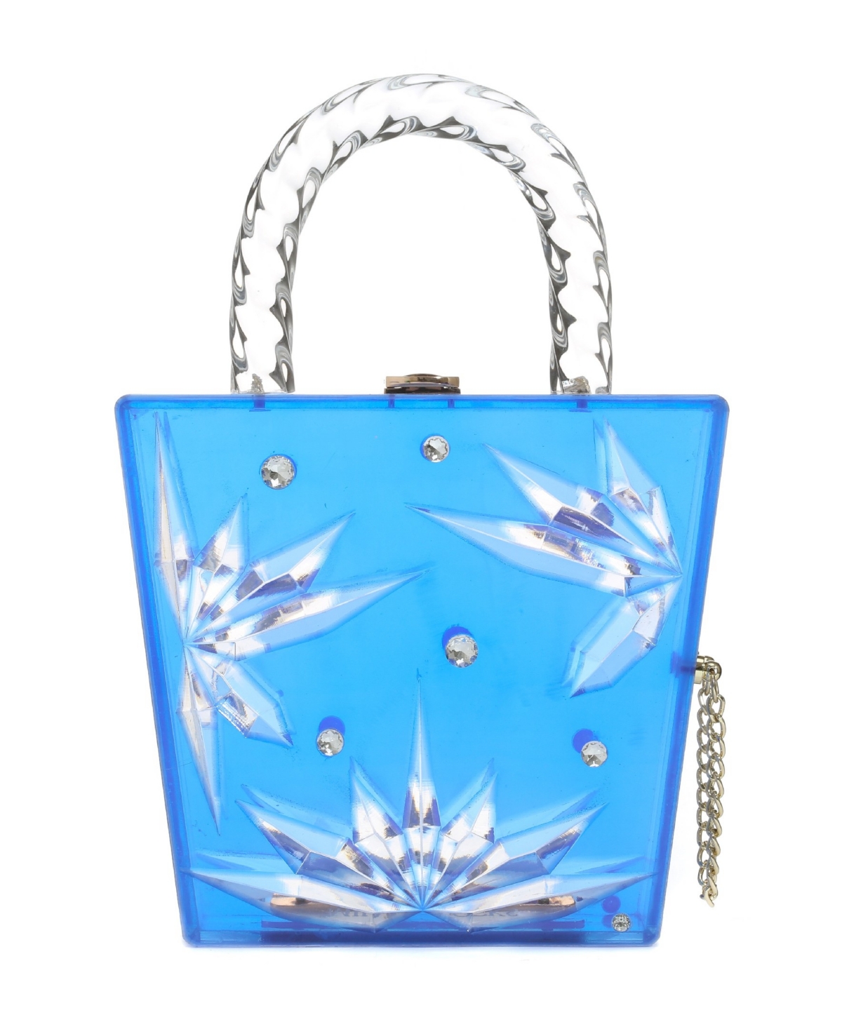 Milanblocks Women's Top Handle Cobalt Cut To Clear Lucite Acrylic Handbag In Blue