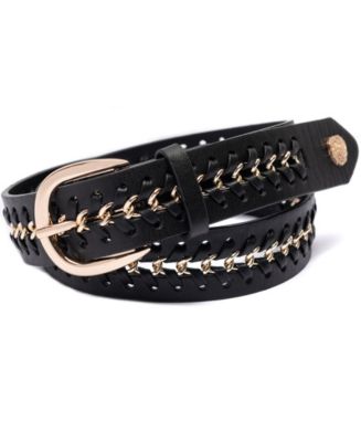 Vince Camuto Women's Woven Chain Panel Round-Buckle Pant Belt Macy's