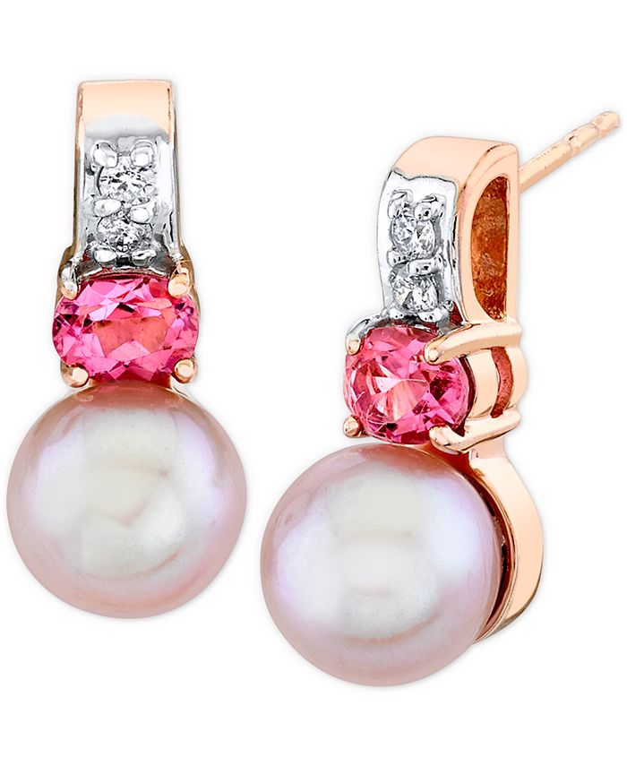Macy s pink sale pearl earrings